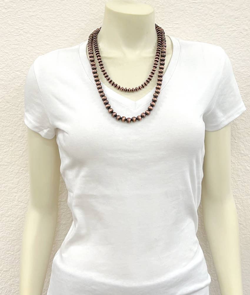 Handmade 24" Copper Navajo Bead Necklace