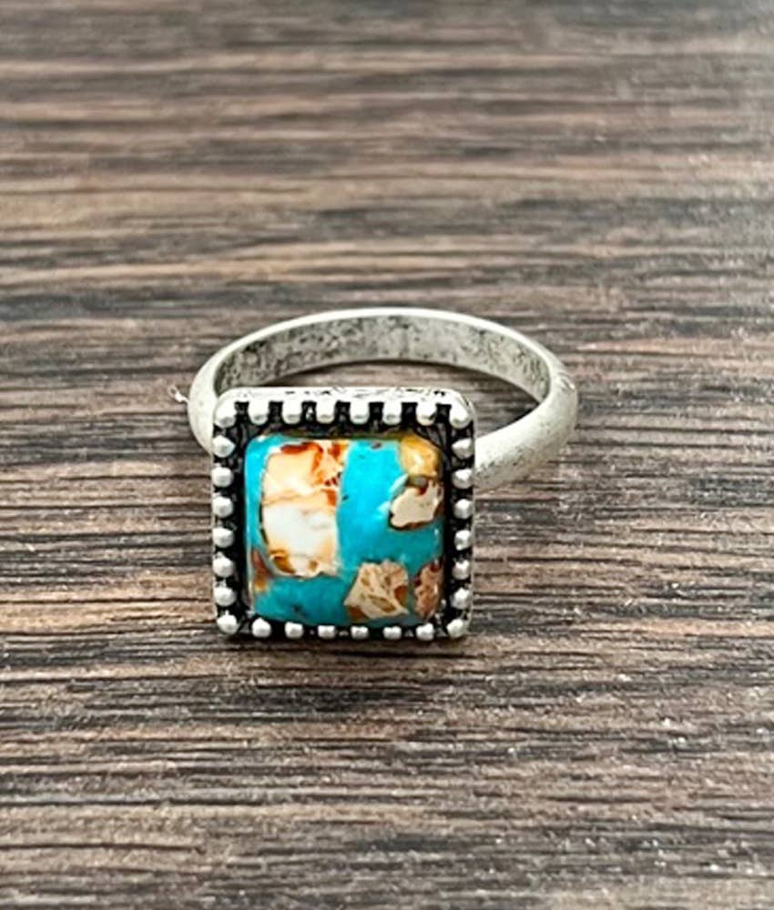 750494, Square Gemstone Adjustable Ring