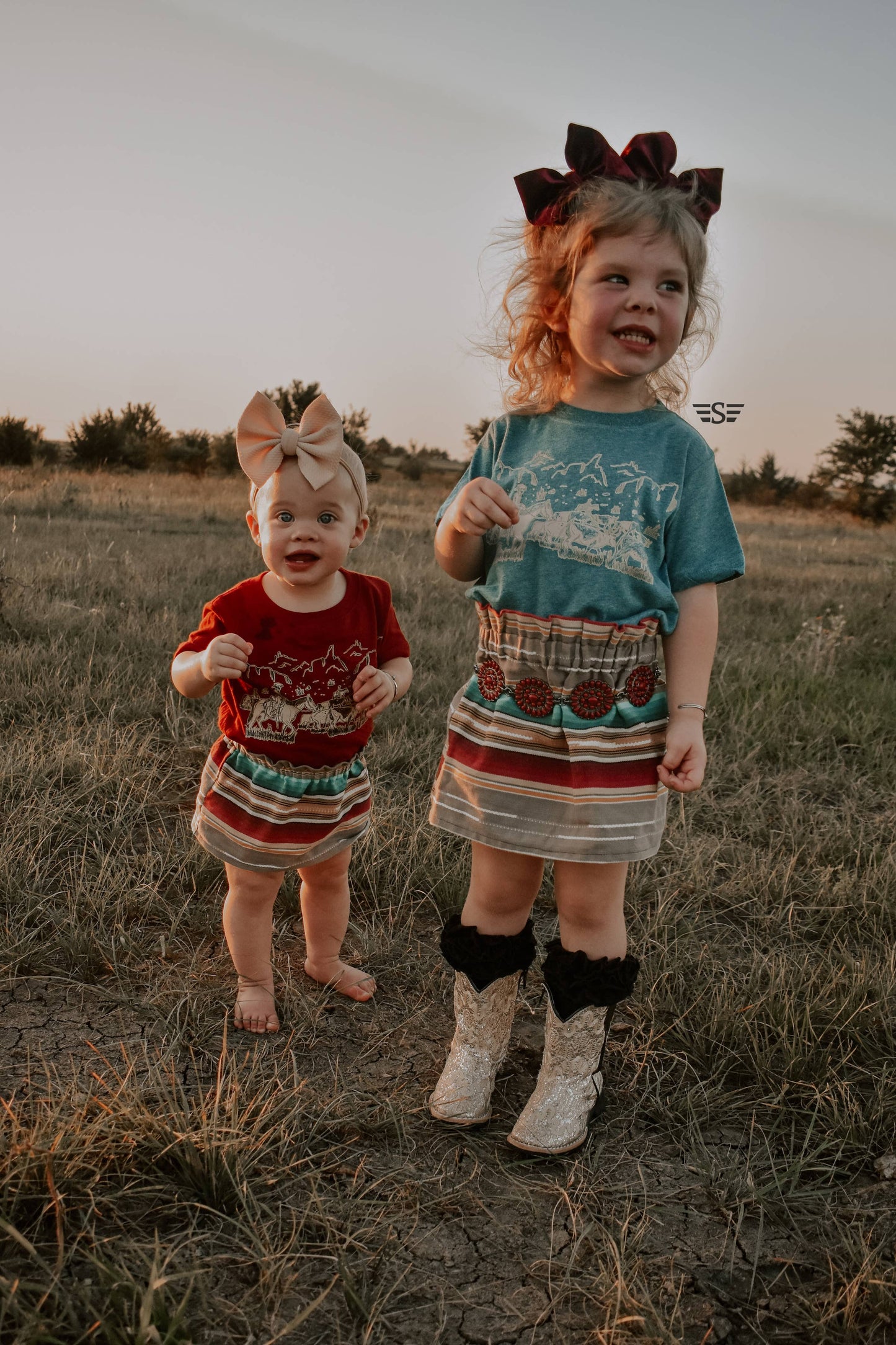 Kids Cattle Drive Tee: Teal (12 months-5/6 T)