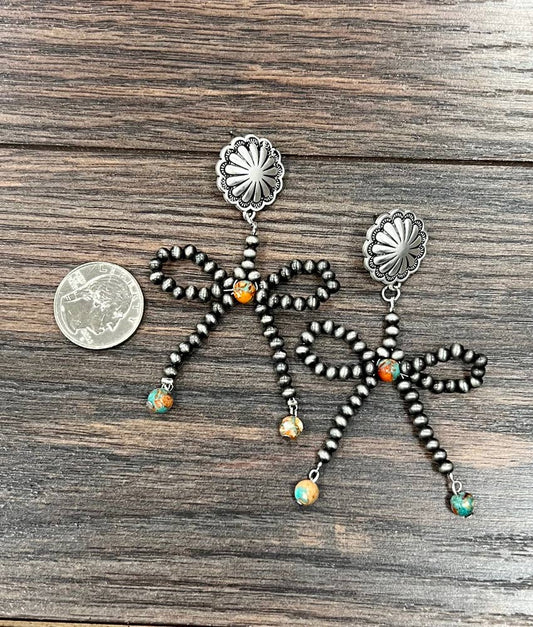 726120, Handmade Ribbon Bow Post Earrings