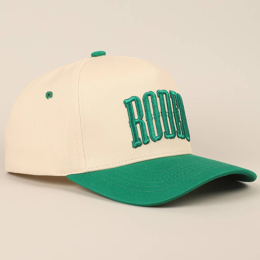 RODEO Two-Tone Embroidered Trucker Hat: BROWN / ONE SIZE