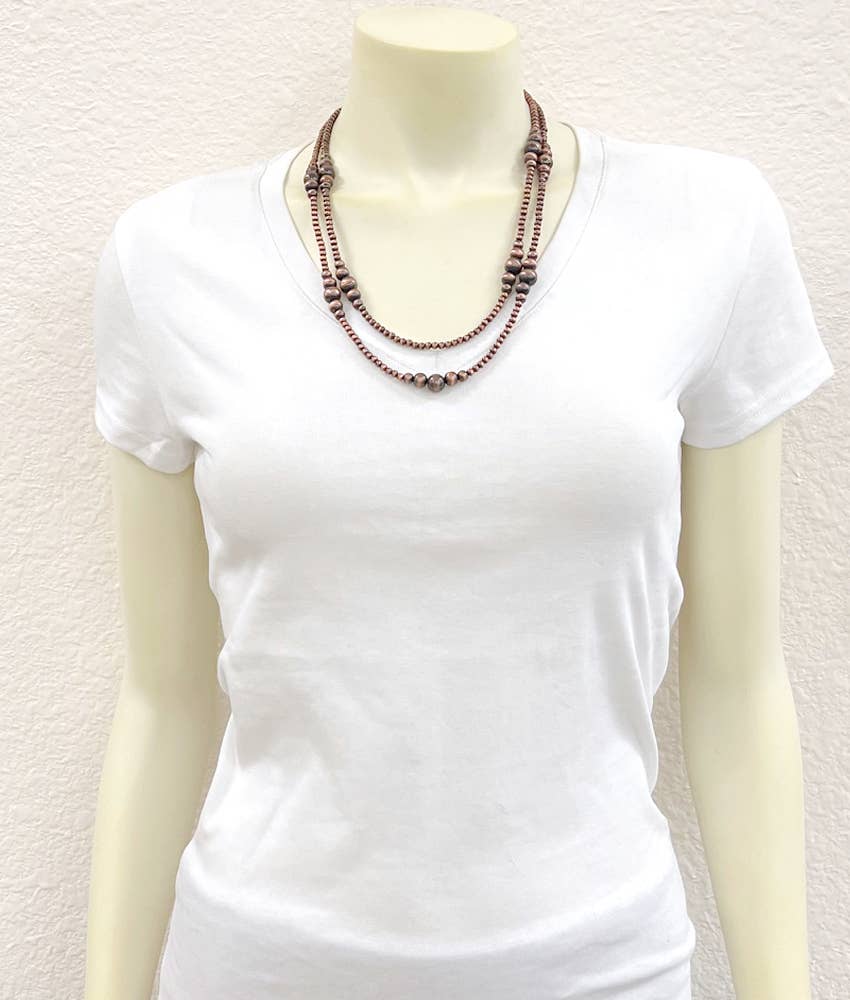 Handmade 22" Clustered Copper Navajo Bead Necklace