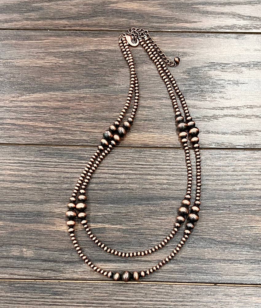 736998, Handmade Copper Navajo Bead Necklace