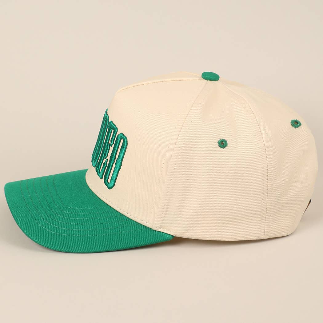 RODEO Two-Tone Embroidered Trucker Hat: BROWN / ONE SIZE