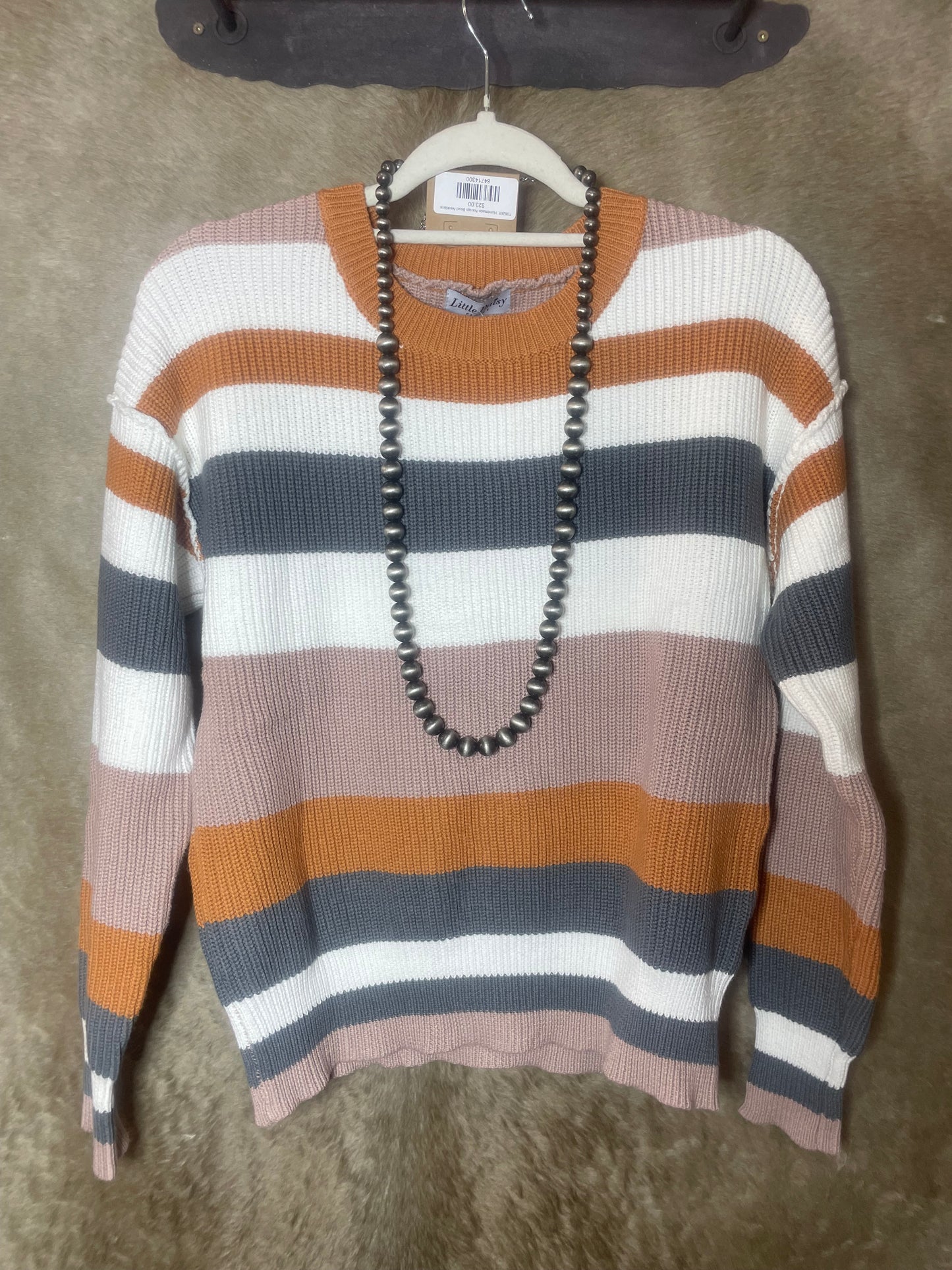 Round Neck Colorblock Knit Sweater