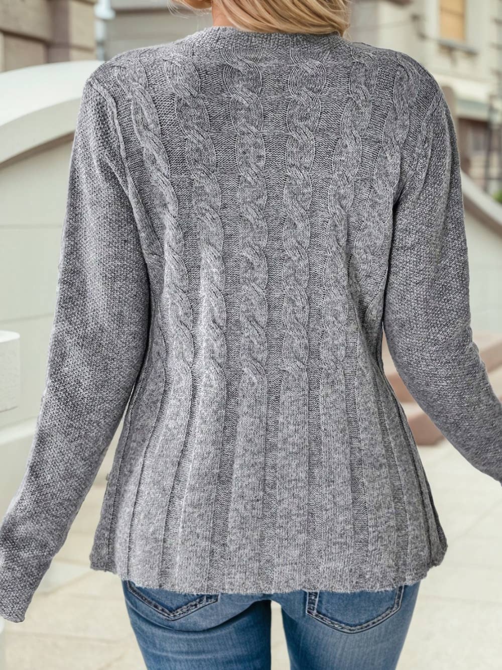 Cable Cardigan Sweater: High-rise