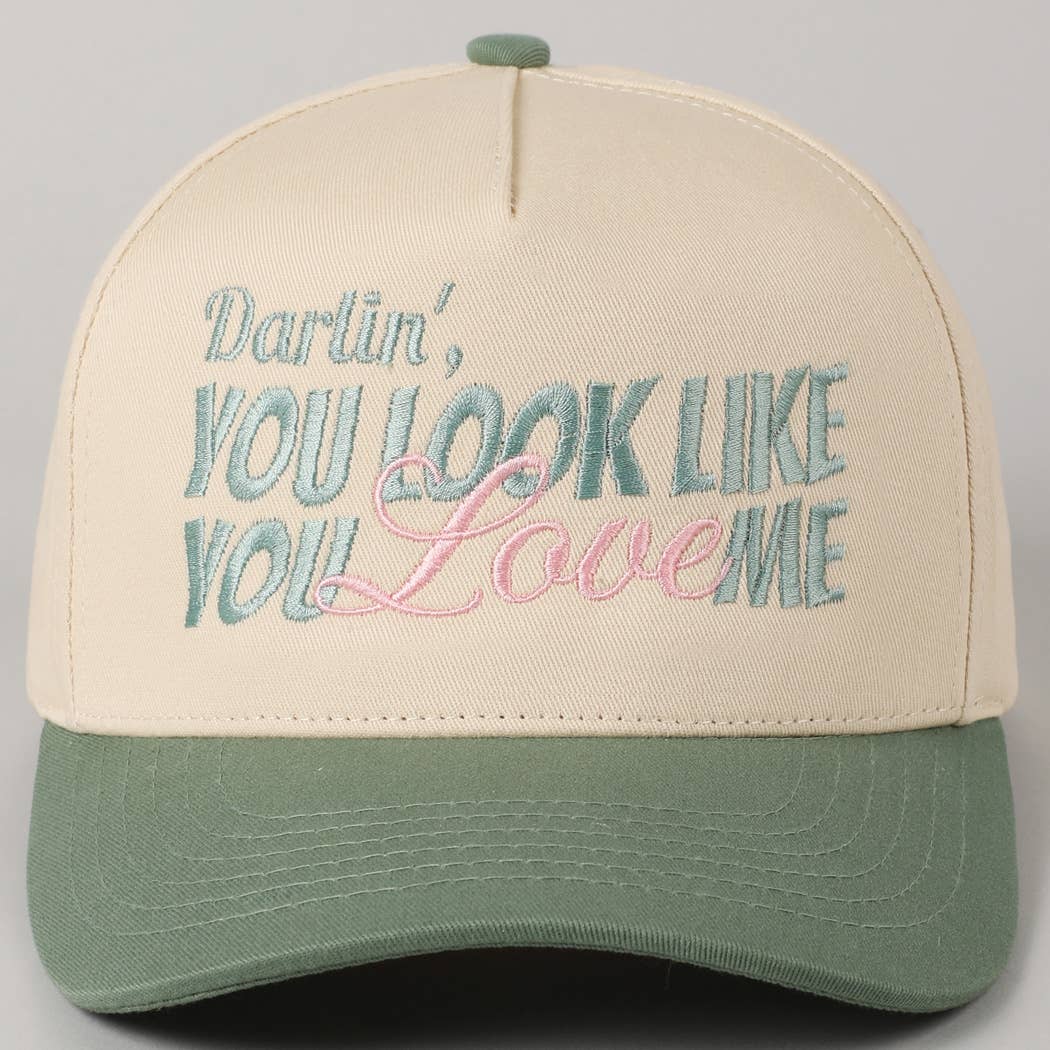 You Look Like You Love Me Embroidery Trucker Hat: Denim / ONE SIZE