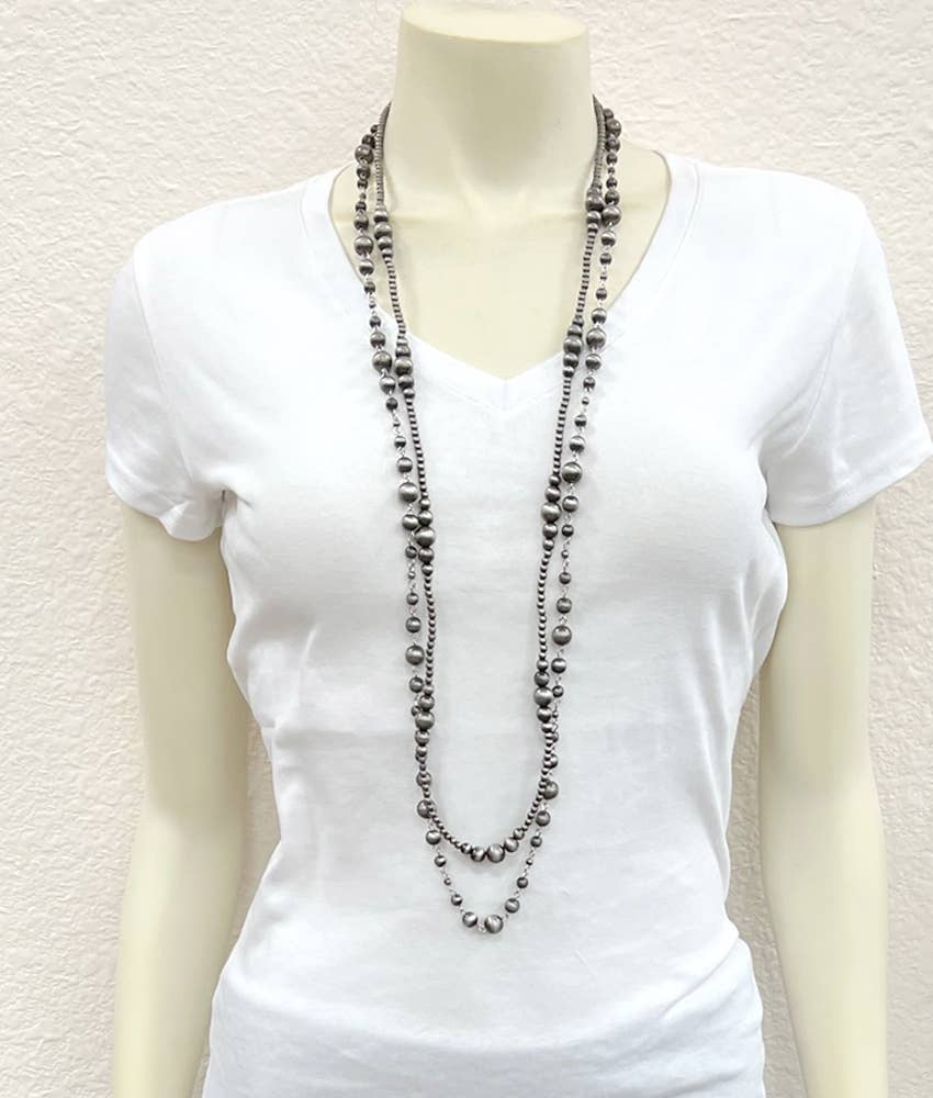 735576, 40-inch 2-strand Navajo Bead Necklace