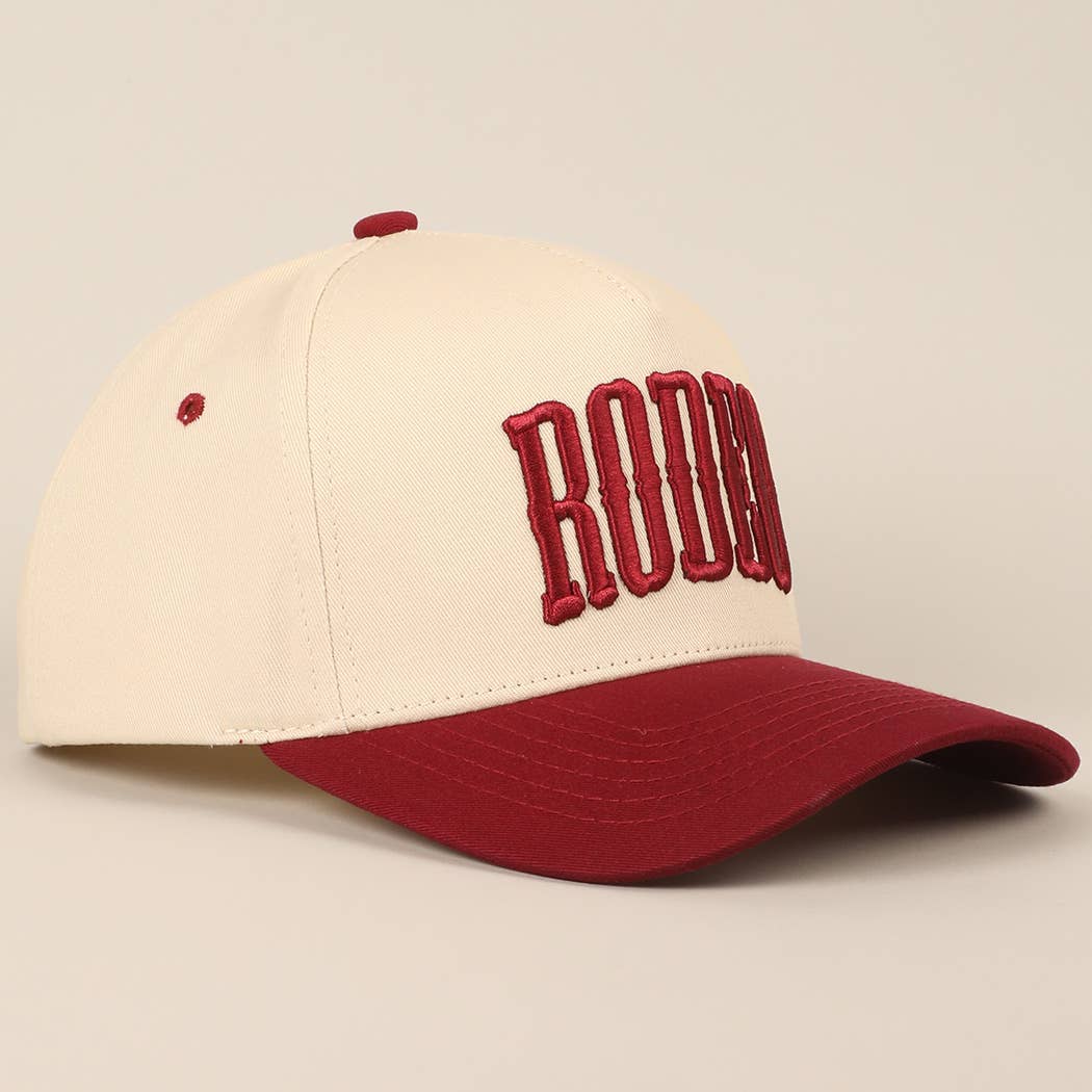 RODEO Two-Tone Embroidered Trucker Hat: BROWN / ONE SIZE