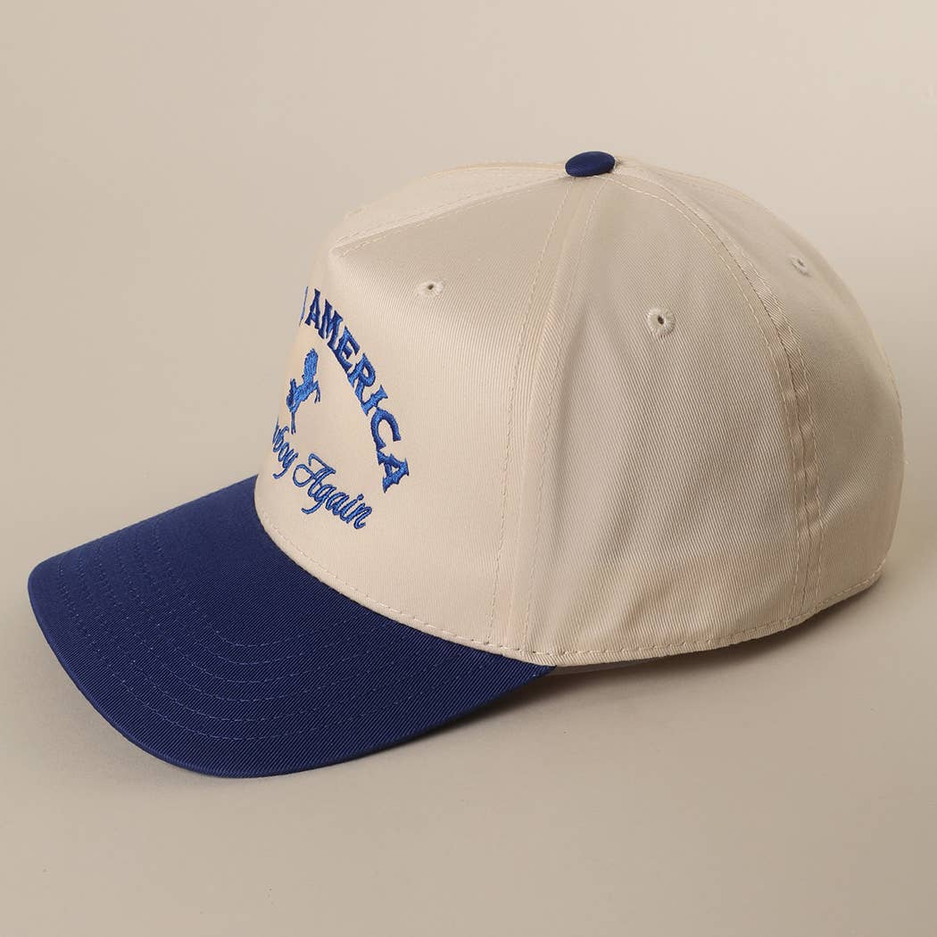 MAKE AMERICA COWBOY AGAIN Embroidered Trucker Hat: KHA/DKGRN / One Size
