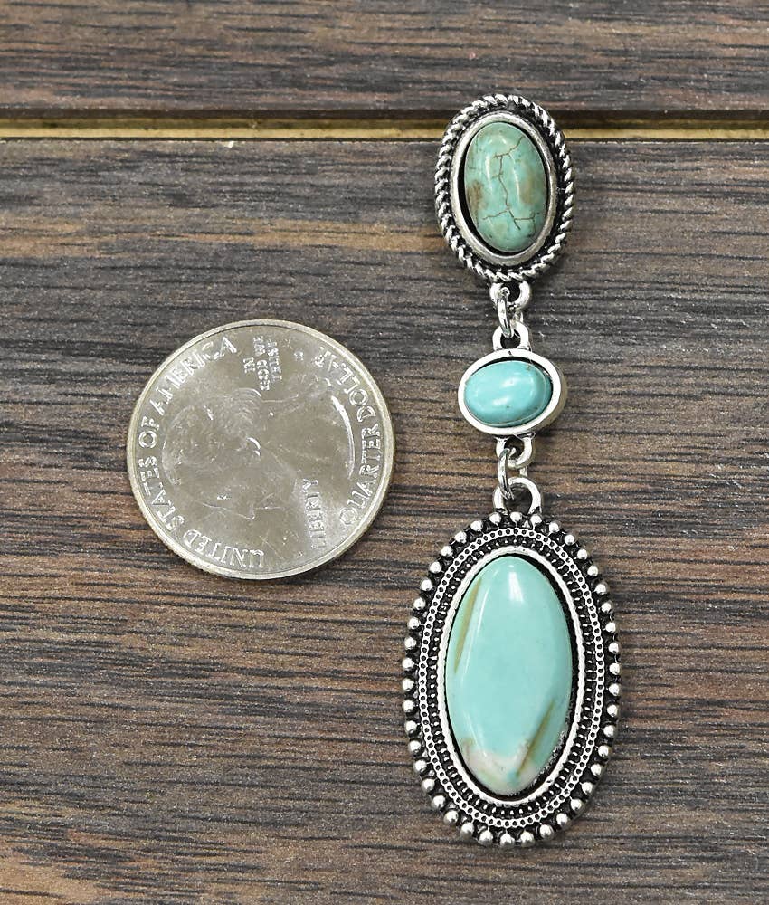 Turquoise Post Dangle Earrings
