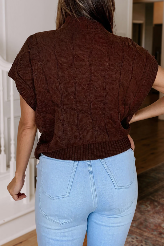 Cable Knit Short Sleeve Sweater Top