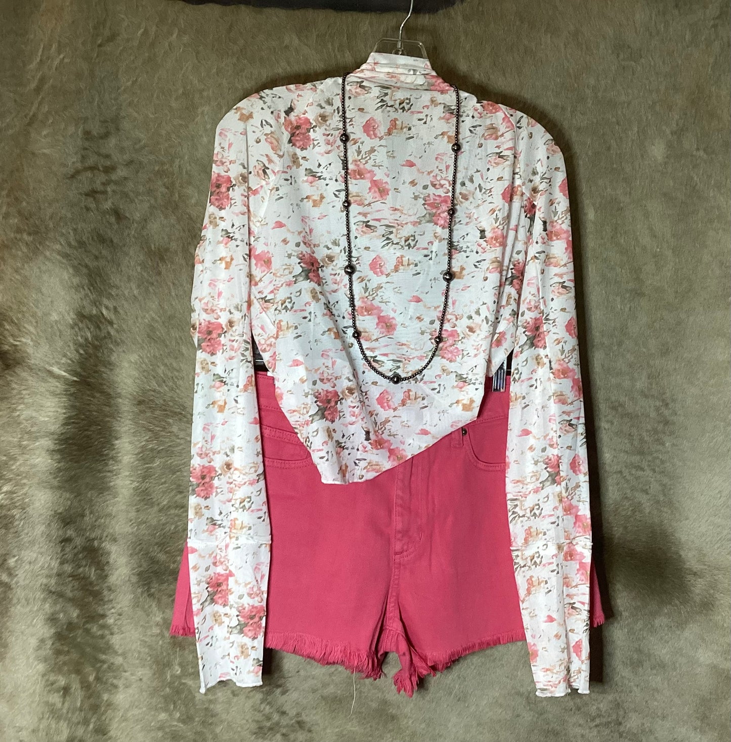 Floral Long Sleeve Mesh Blouse