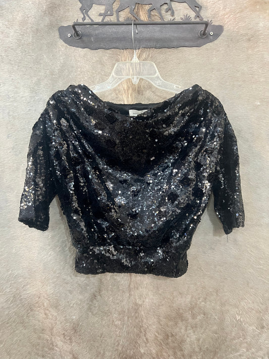 Drop Shoulder Holiday Sequin Top
