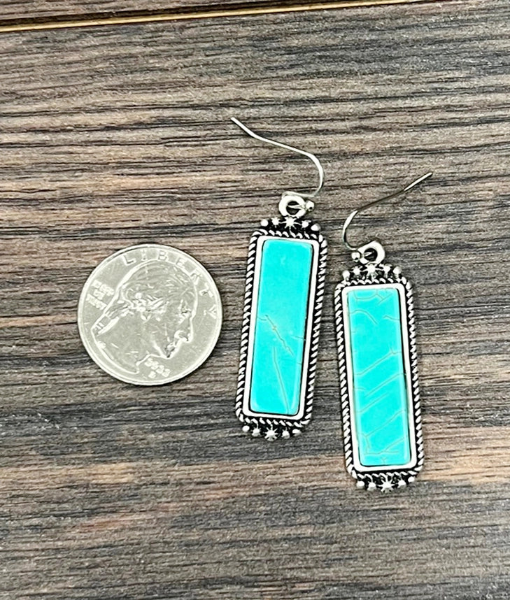 1.5" Bar Turquoise Earrings