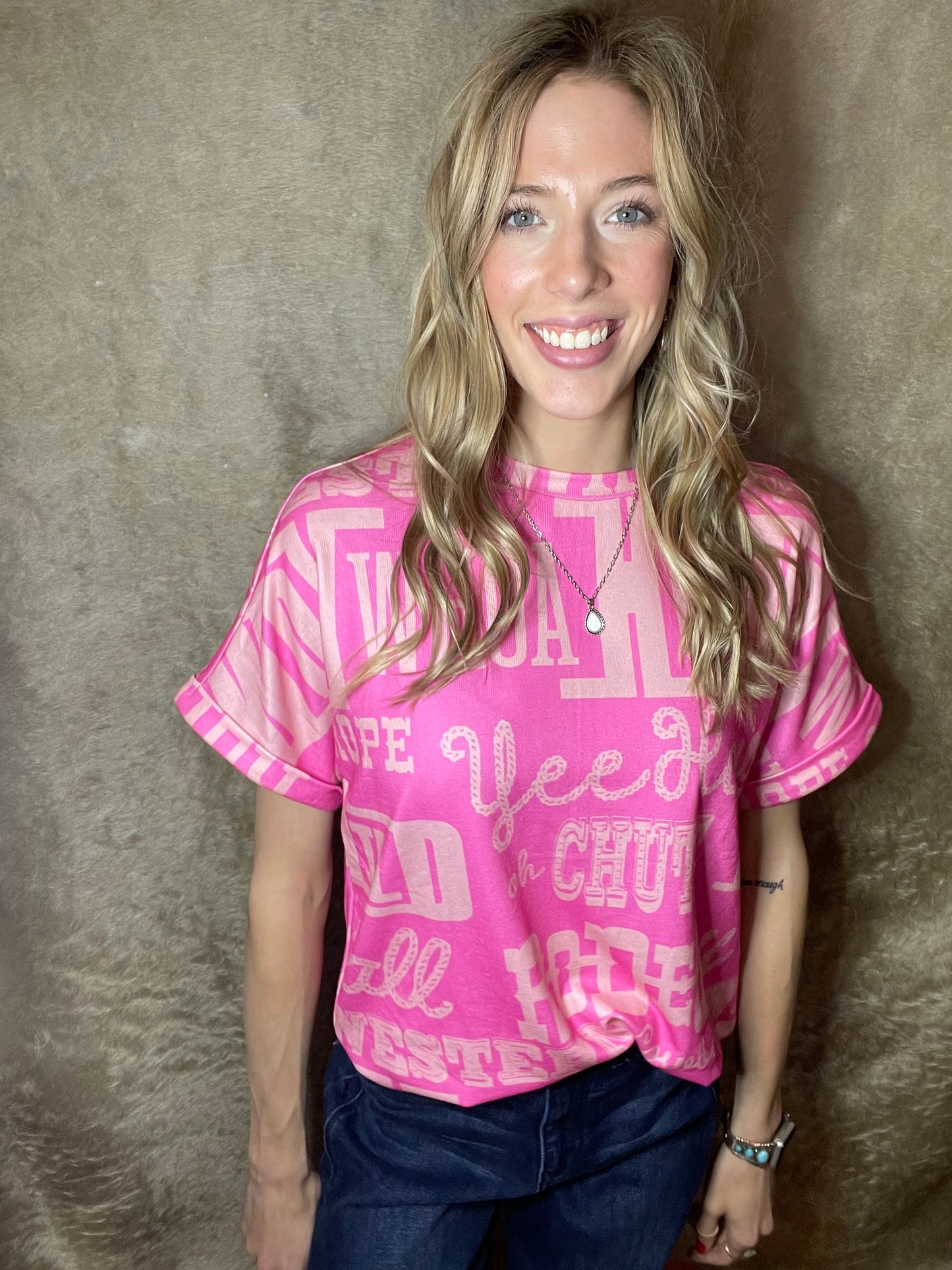 Howdy Cowboy Letter Printed Western Tee