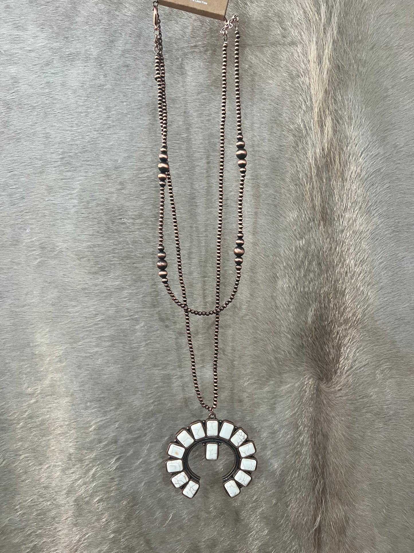 Copper Navajo Squash Blossom Necklace