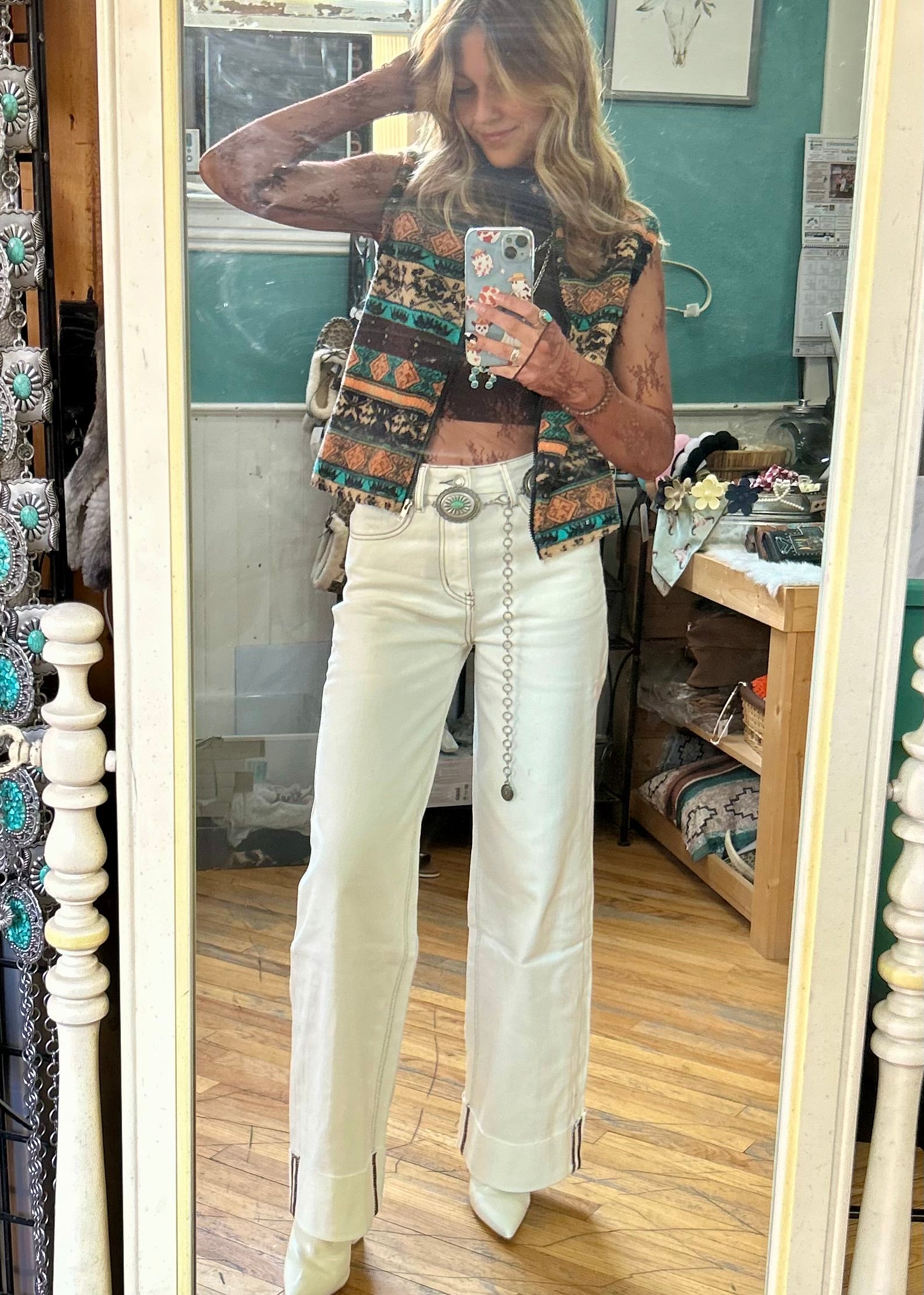 90s Stretch Cuffed Straight Jeans – Rhinestones-N-Rawhide