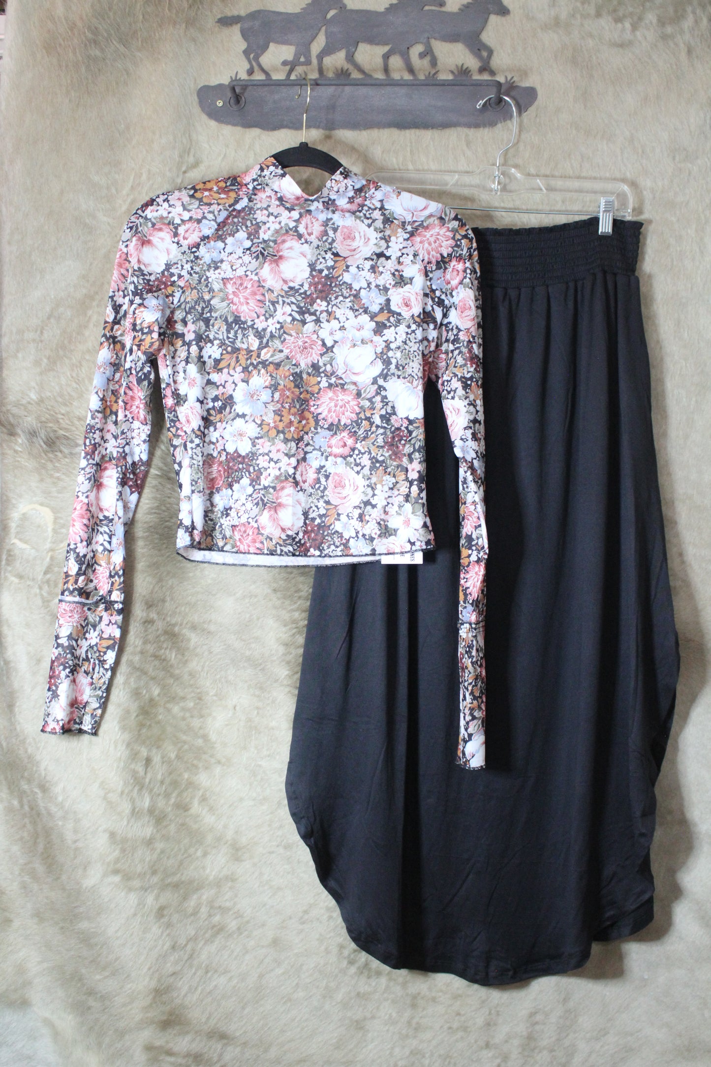 Dark Floral Mesh Top