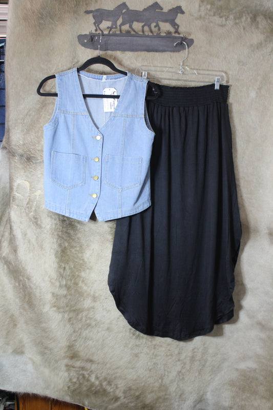 Mid Wash Large Pocket Denim Vest