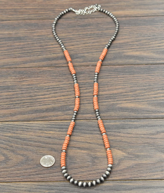 Handmade 36" Sunset Navajo Bead Necklace