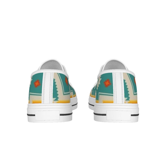 Turquoise Aztec & Cowhide Canvas Shoe
