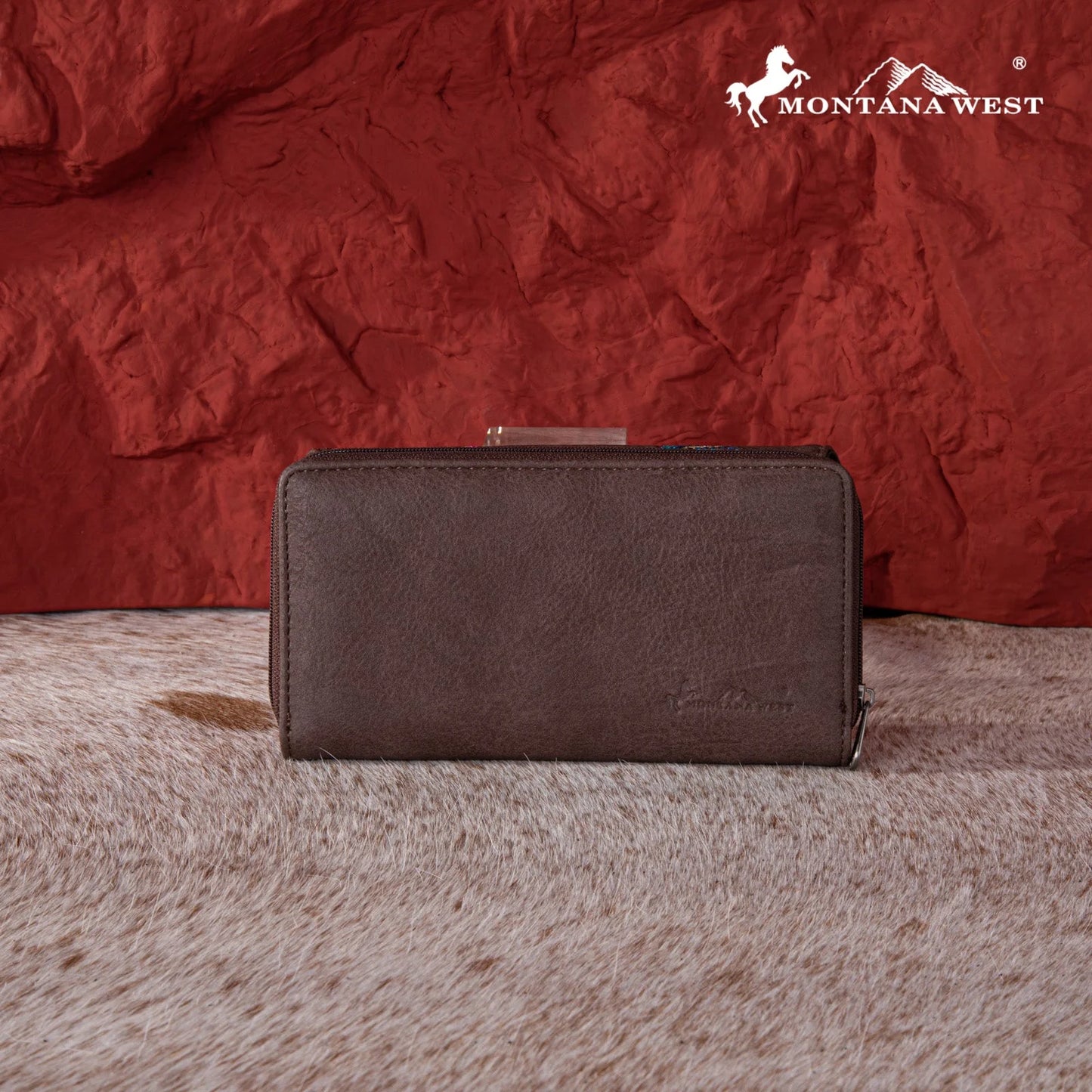 MONTANA WEST FEATHER EMBROIDERED WALLET