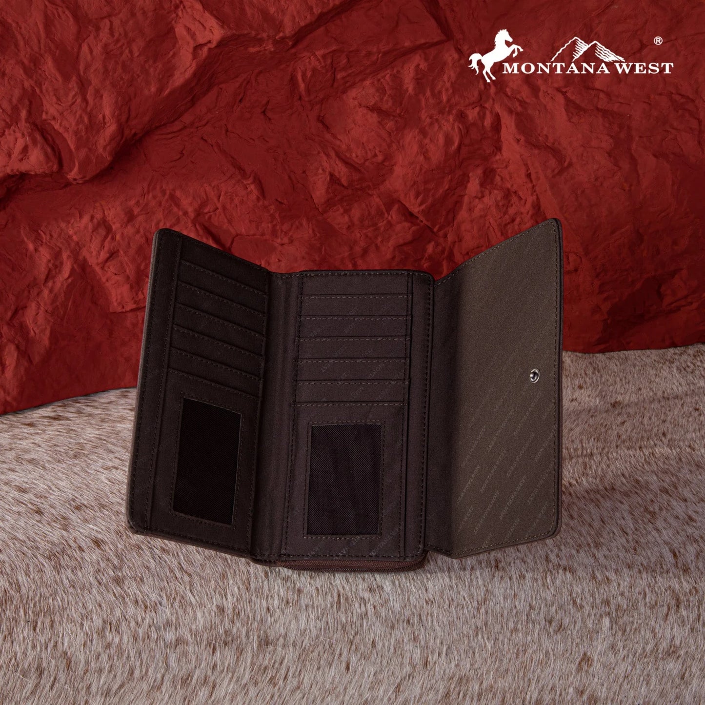 MONTANA WEST FEATHER EMBROIDERED WALLET