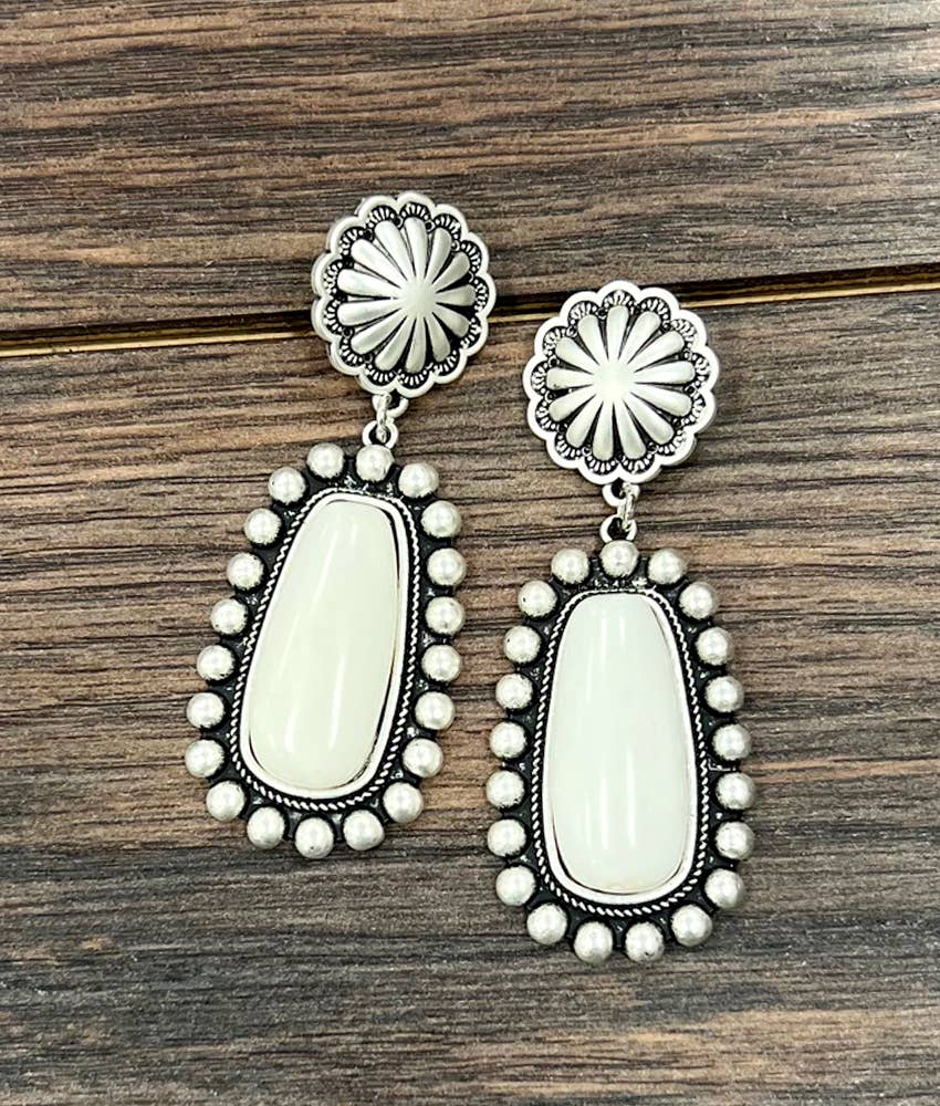 723167, White Turquoise Post Earrings