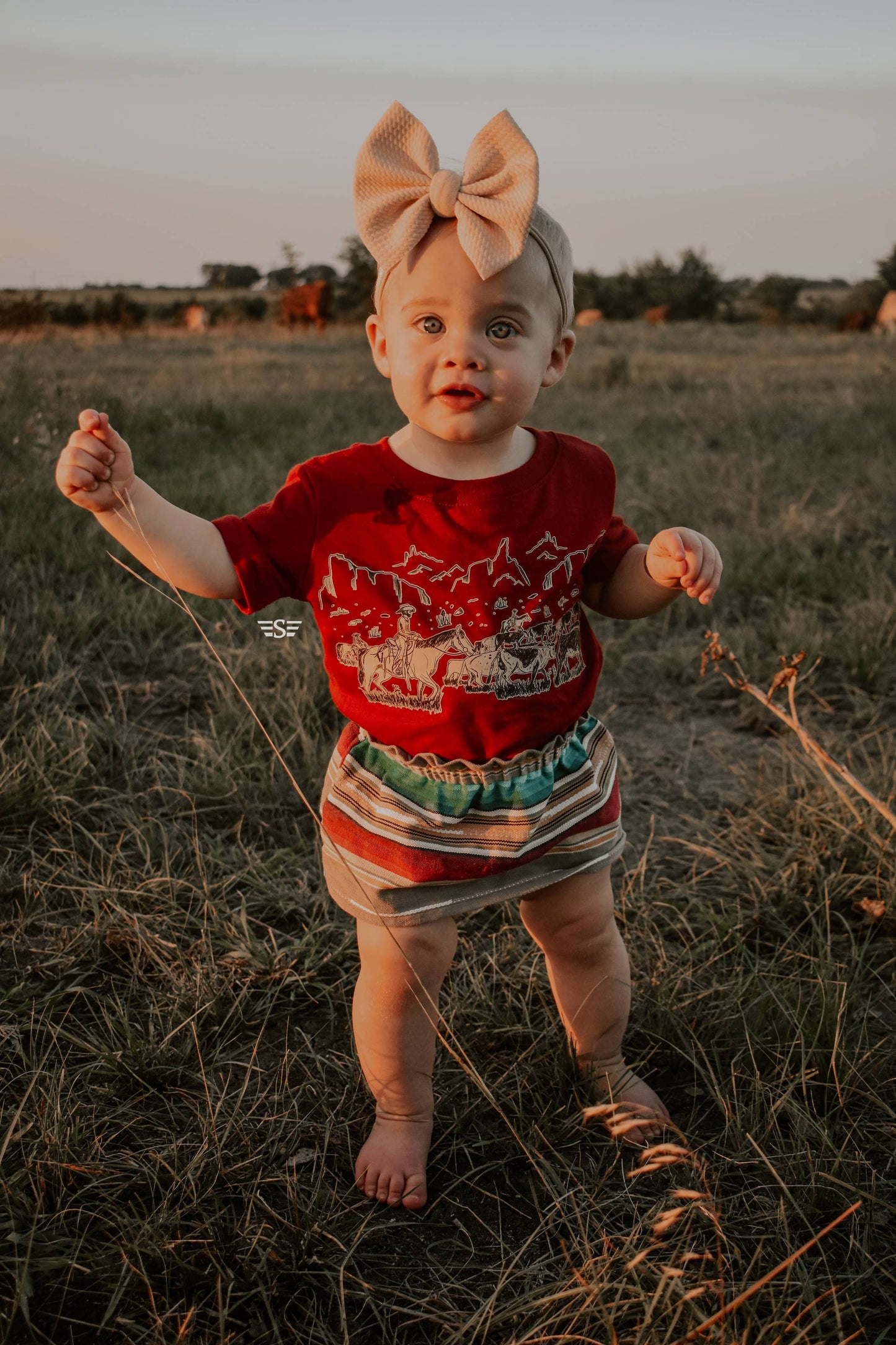 Kids Cattle Drive Tee: Teal (12 months-5/6 T)