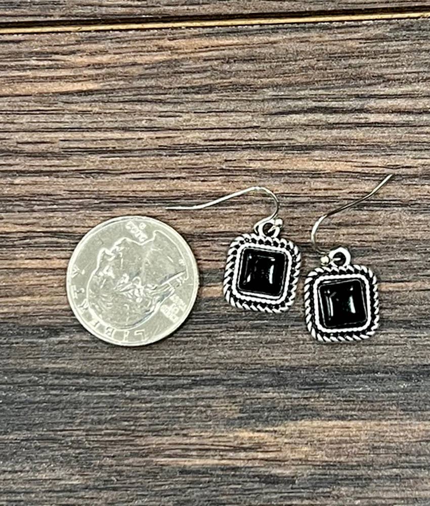 8mm Square Stone Earrings