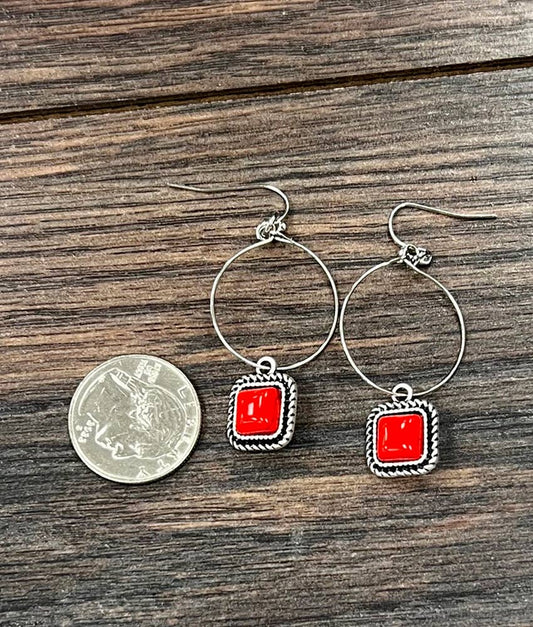 726469, 8mm Square Stone, 25mm Hoop Earrings