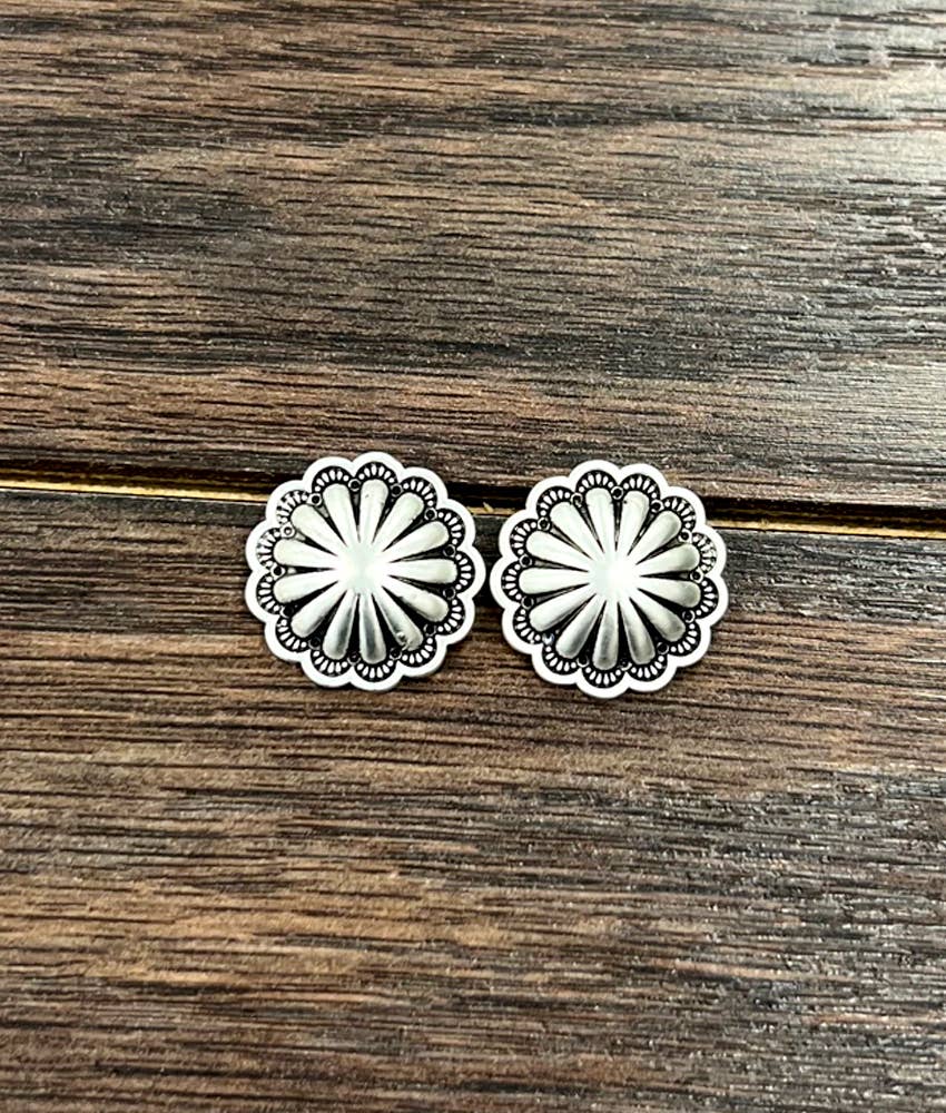 723112, Brass Concho Stud Earrings