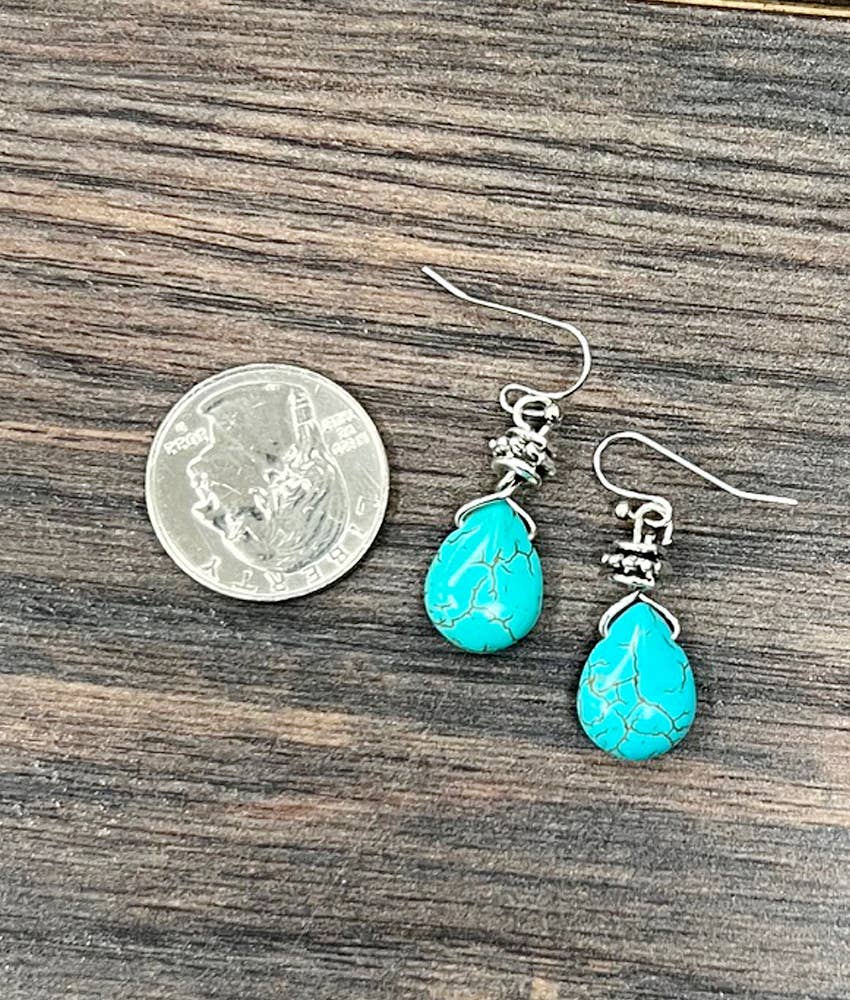 726239, Handmade Drop Turquoise Earrings