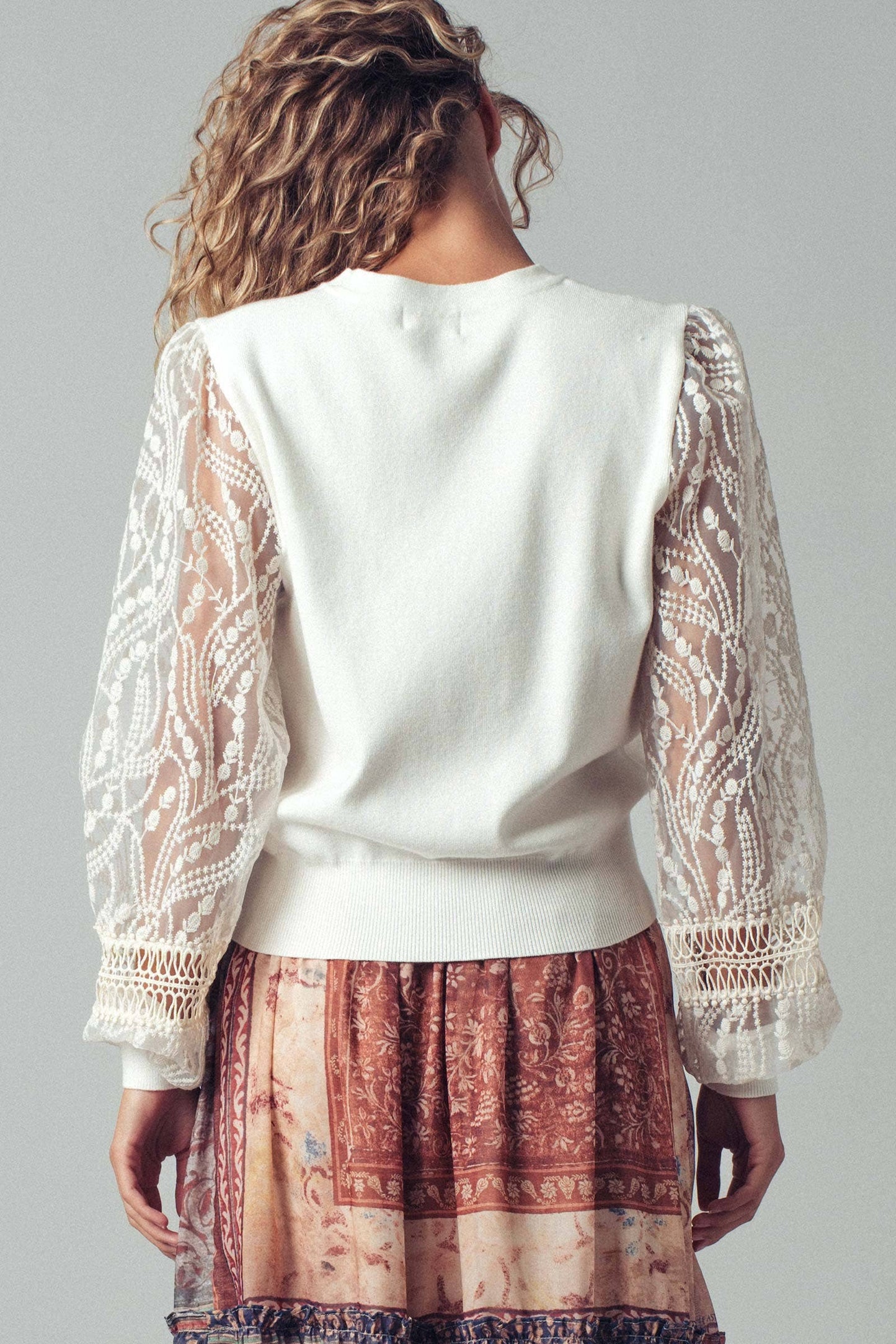 Lace Sleeve Sweater