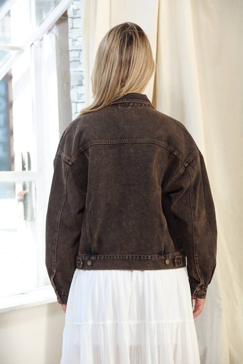 Vintage Oversized Denim Washed Trucker Jacket