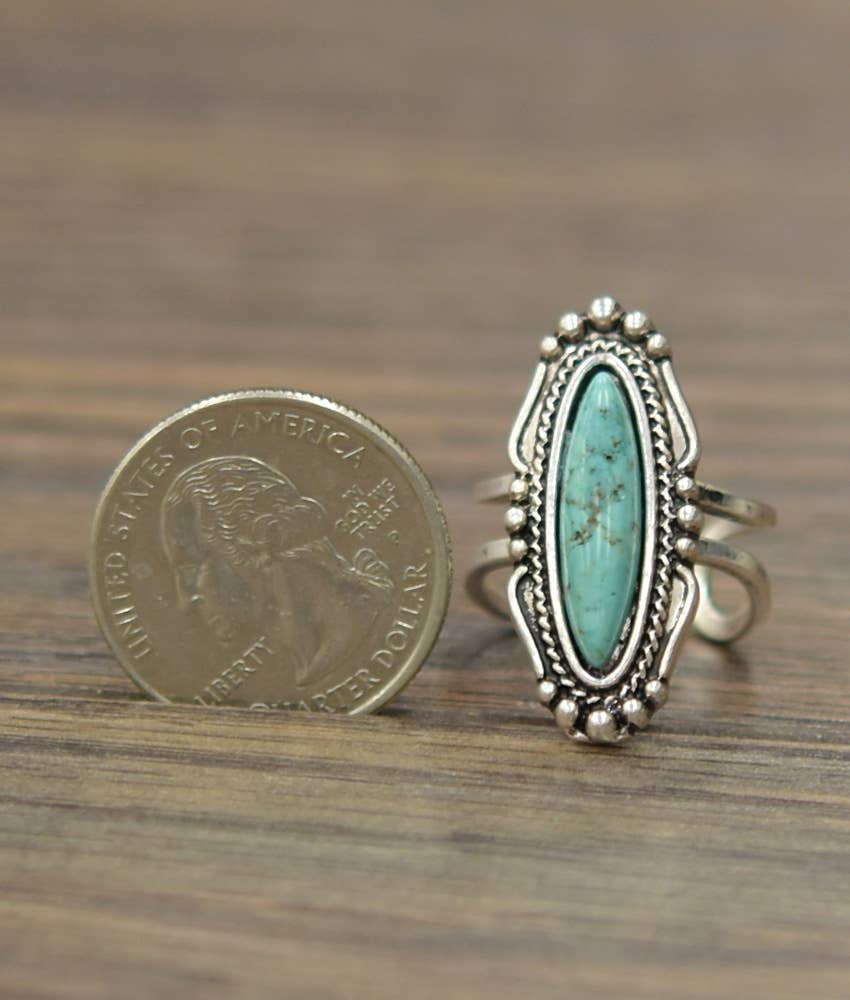 750198, Turquoise Adjustable Ring