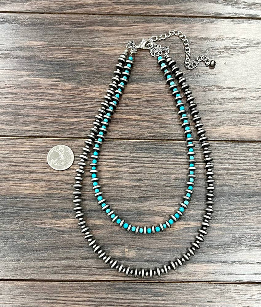 739511, Handmade 20" Rondelel Navajo Bead Necklace