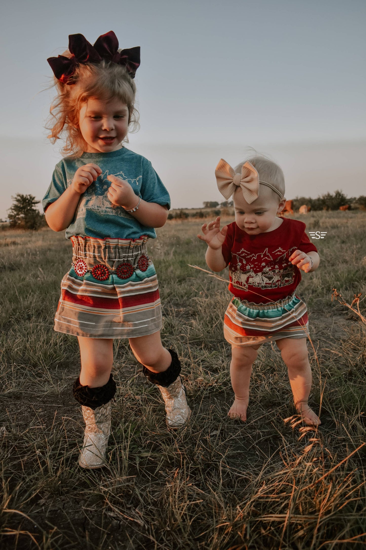 Kids Cattle Drive Tee: Teal (12 months-5/6 T)