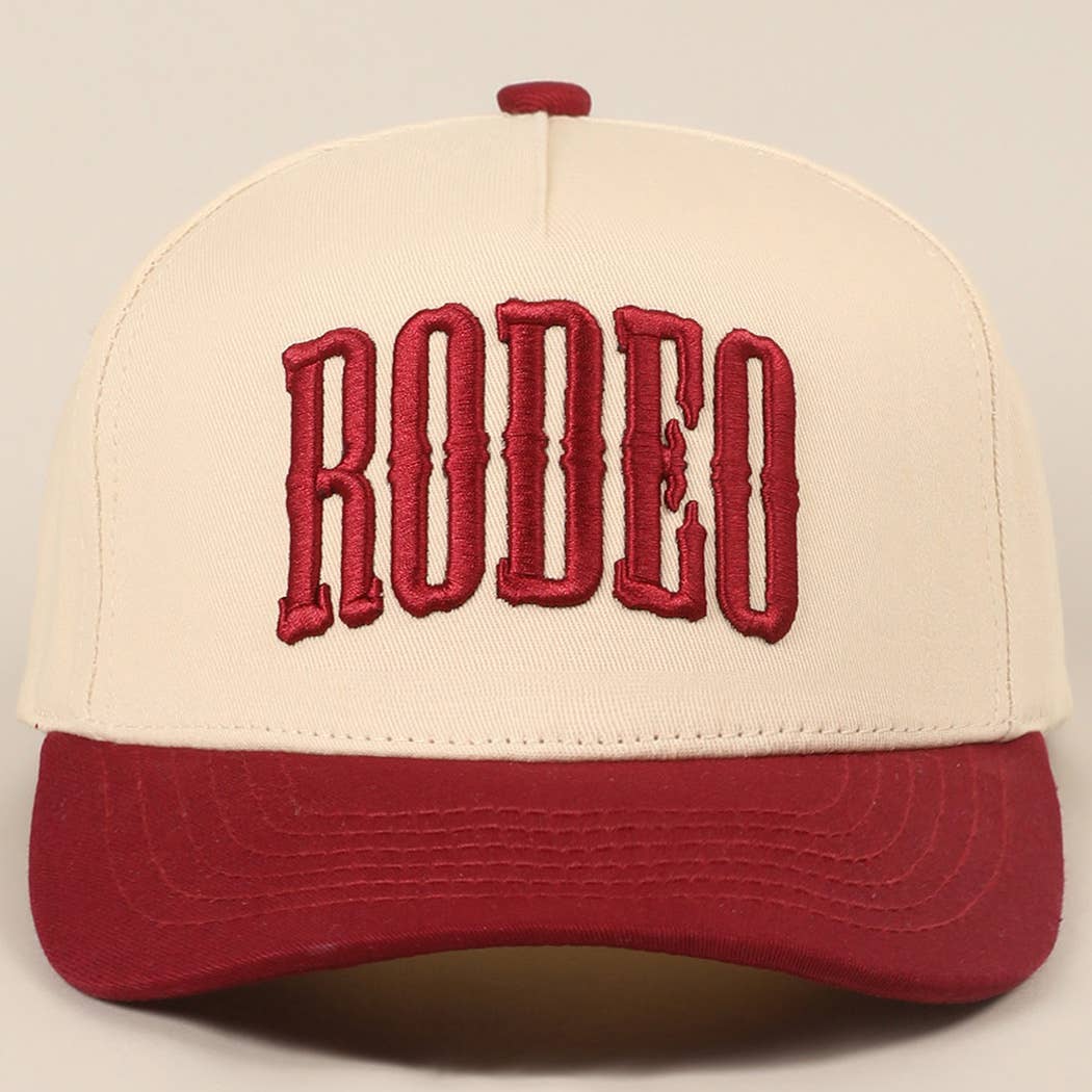 RODEO Two-Tone Embroidered Trucker Hat: BROWN / ONE SIZE