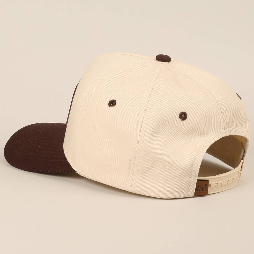 RODEO Two-Tone Embroidered Trucker Hat: BROWN / ONE SIZE