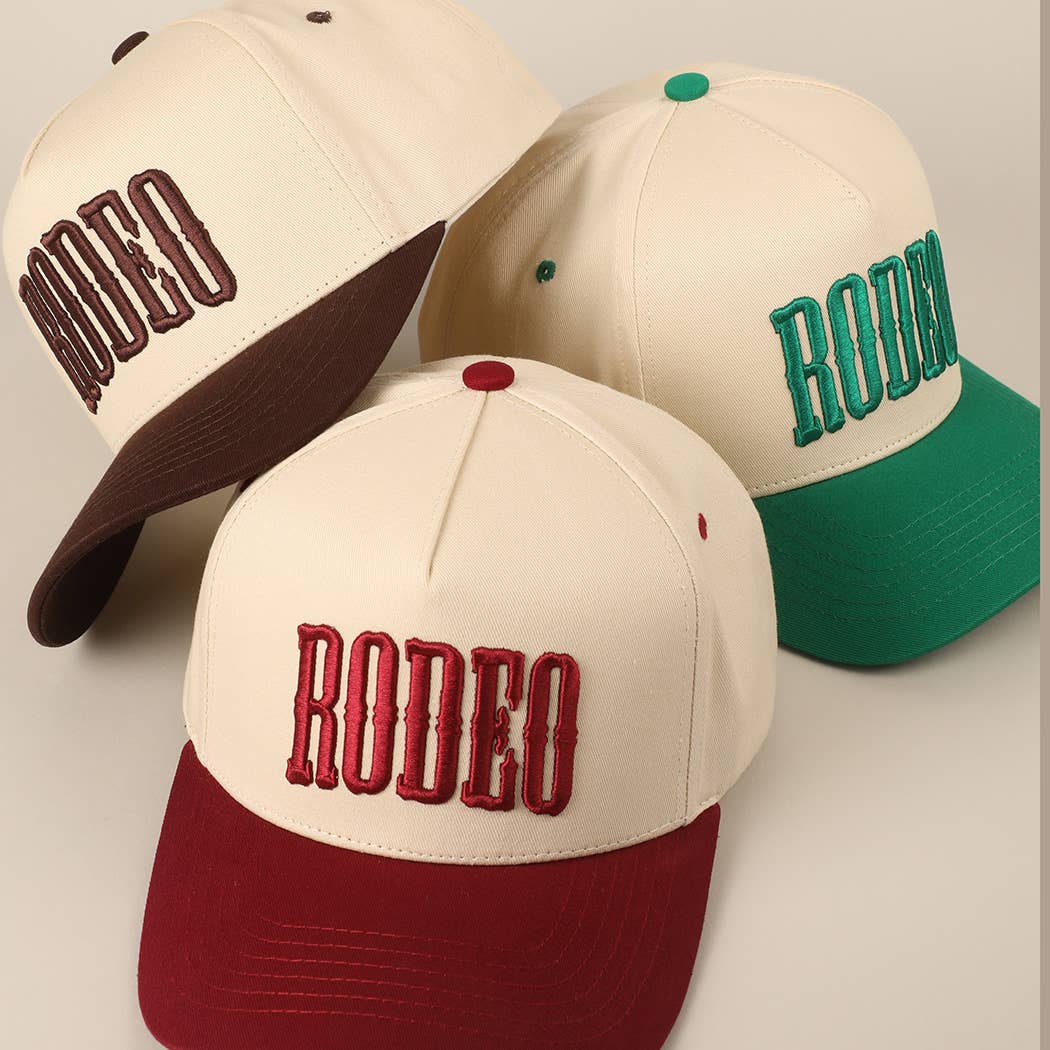 RODEO Two-Tone Embroidered Trucker Hat: BROWN / ONE SIZE
