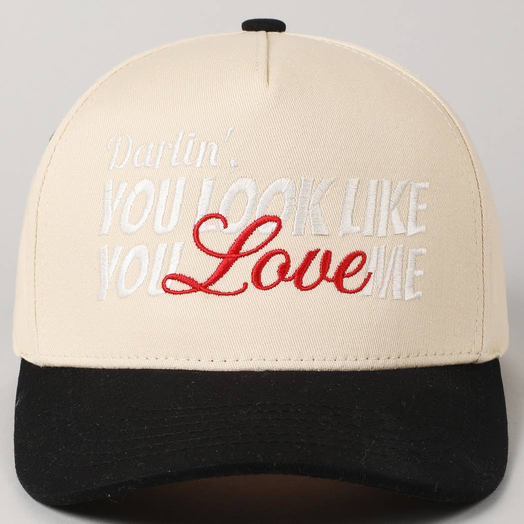 You Look Like You Love Me Embroidery Trucker Hat: Denim / ONE SIZE