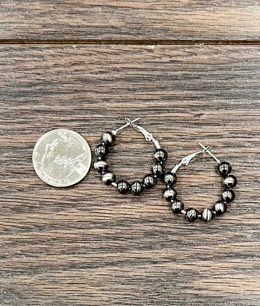 725634, Polish Navajo Bead Hoop Earrings
