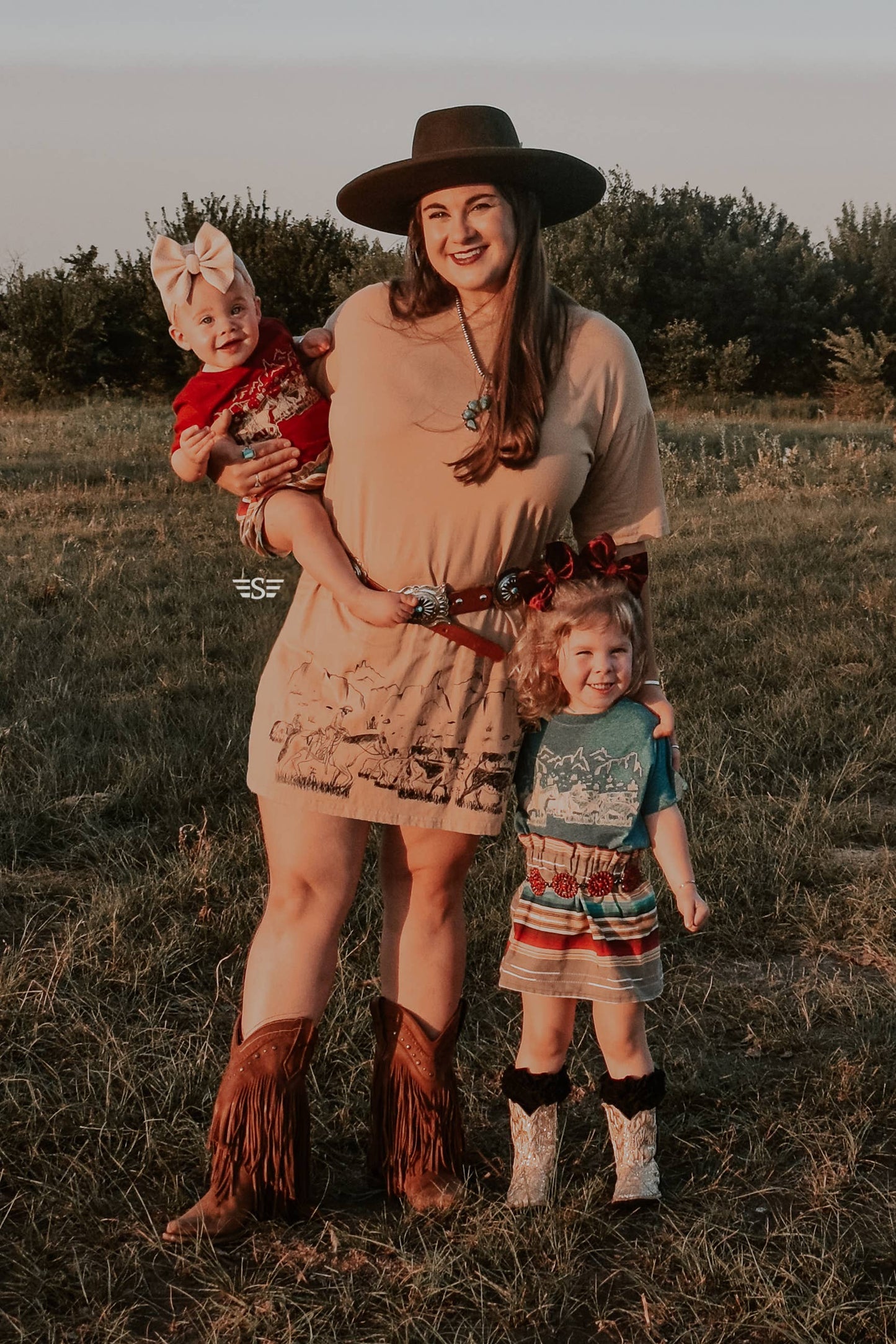 Kids Cattle Drive Tee: Teal (12 months-5/6 T)