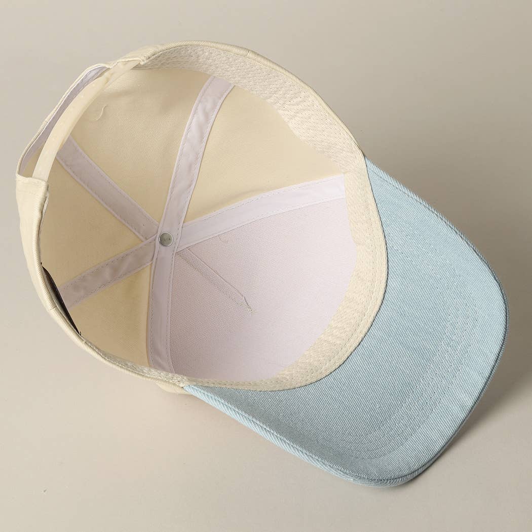 Detailed Cowboy Horse Embroidery Patch Denim Cap: LIGHT DENIM / ONE SIZE