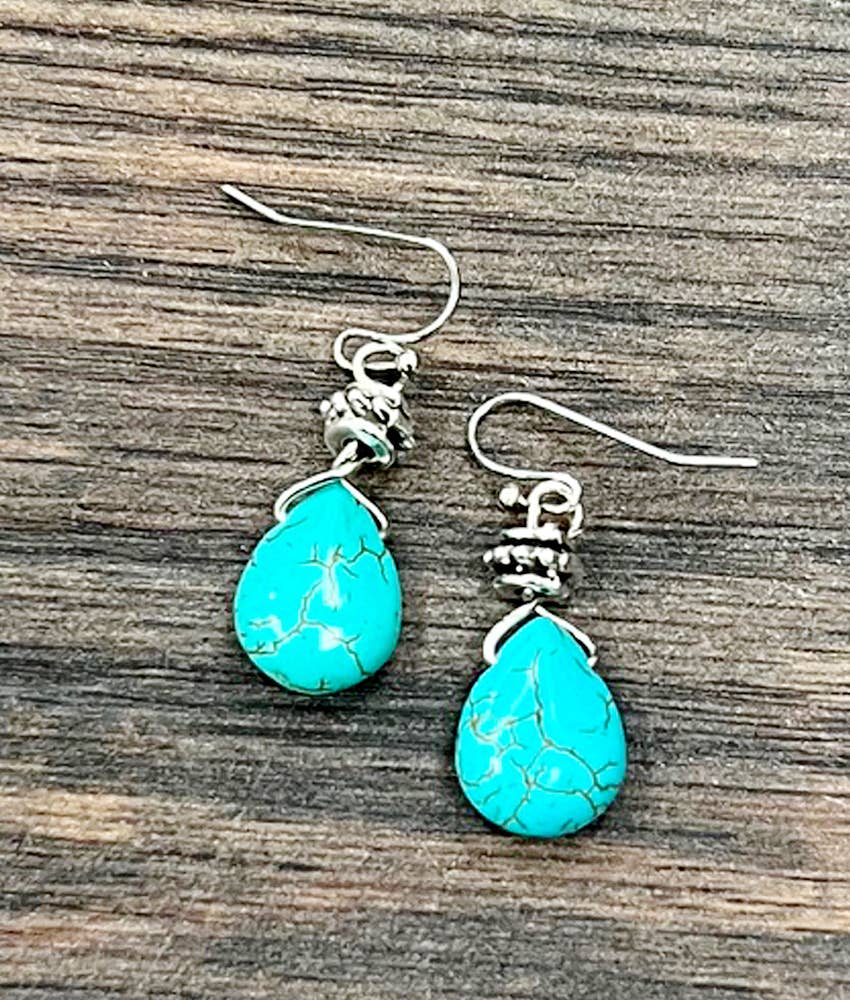 726239, Handmade Drop Turquoise Earrings