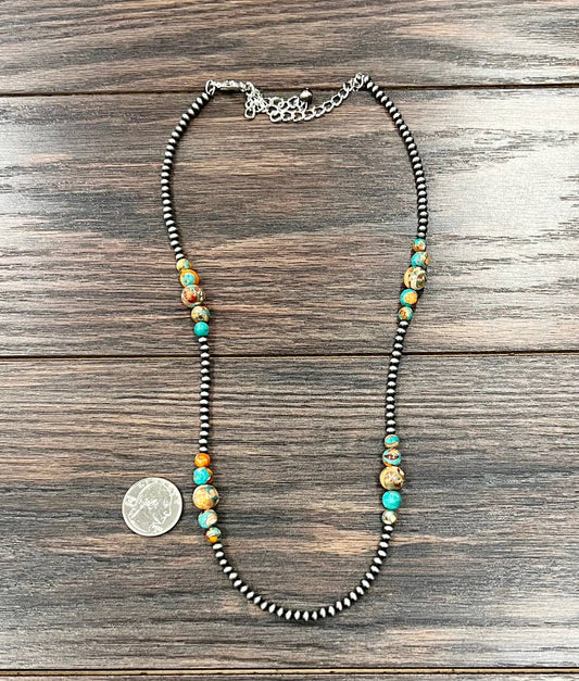 739548, Handmade 22" Navajo Gemstone Necklace