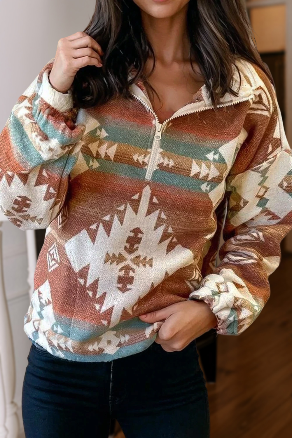 Aztec Quarter Zip Sweatshirt