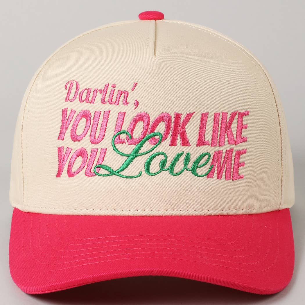 You Look Like You Love Me Embroidery Trucker Hat: Denim / ONE SIZE